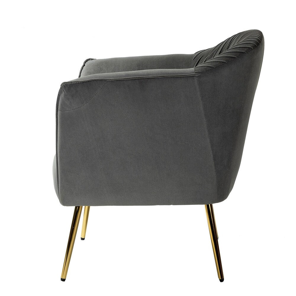 Belicia 27" Wide ContemporaryVelvet Barrel Chair with Metal Legs