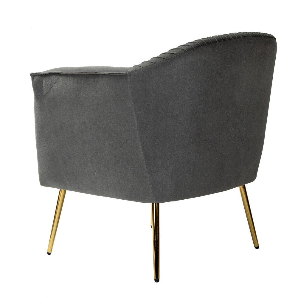 Belicia 27" Wide ContemporaryVelvet Barrel Chair with Metal Legs