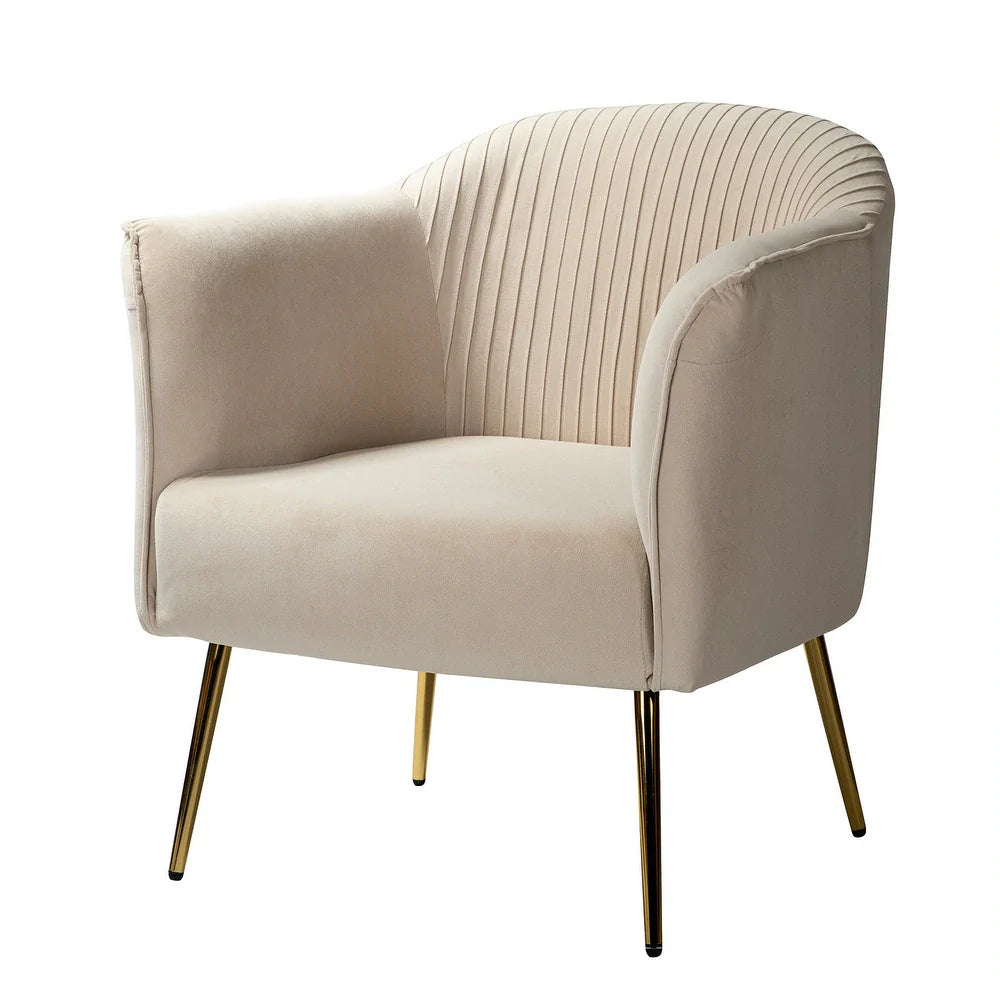 Belicia 27" Wide ContemporaryVelvet Barrel Chair with Metal Legs