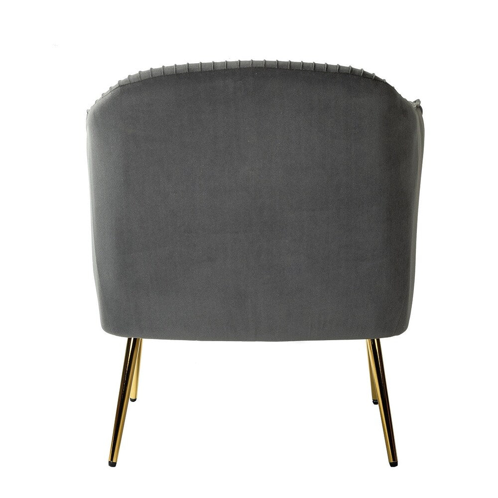 Belicia 27" Wide ContemporaryVelvet Barrel Chair with Metal Legs