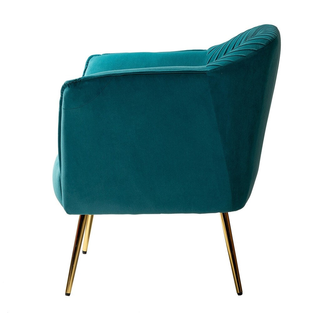 Belicia 27" Wide ContemporaryVelvet Barrel Chair with Metal Legs