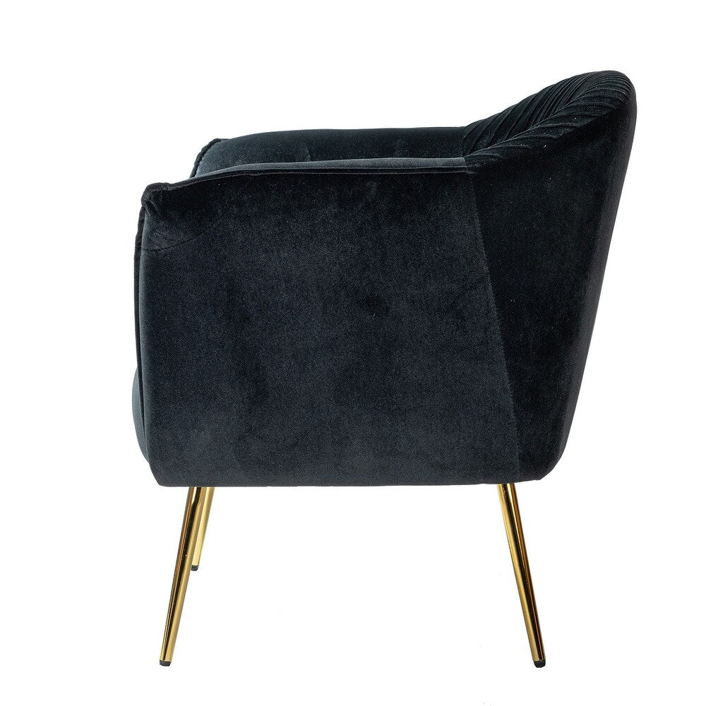 Belicia 27" Wide ContemporaryVelvet Barrel Chair with Metal Legs