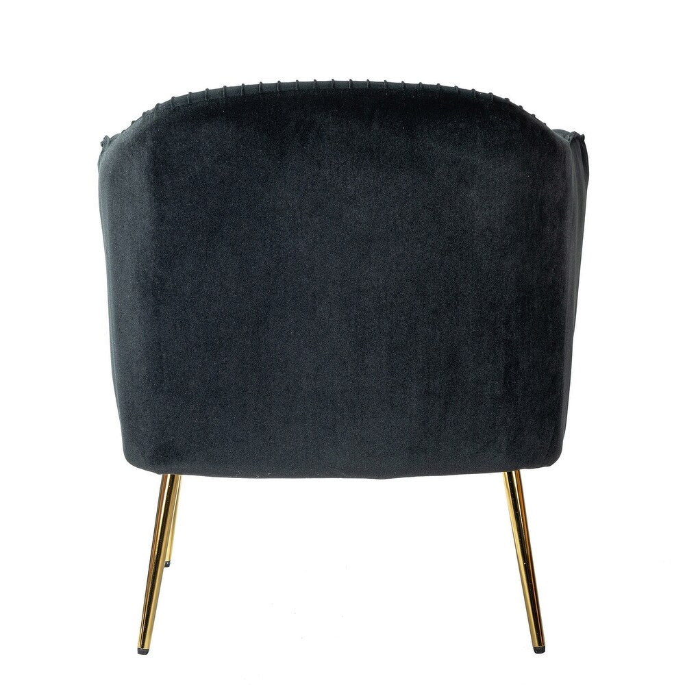 Belicia 27" Wide ContemporaryVelvet Barrel Chair with Metal Legs