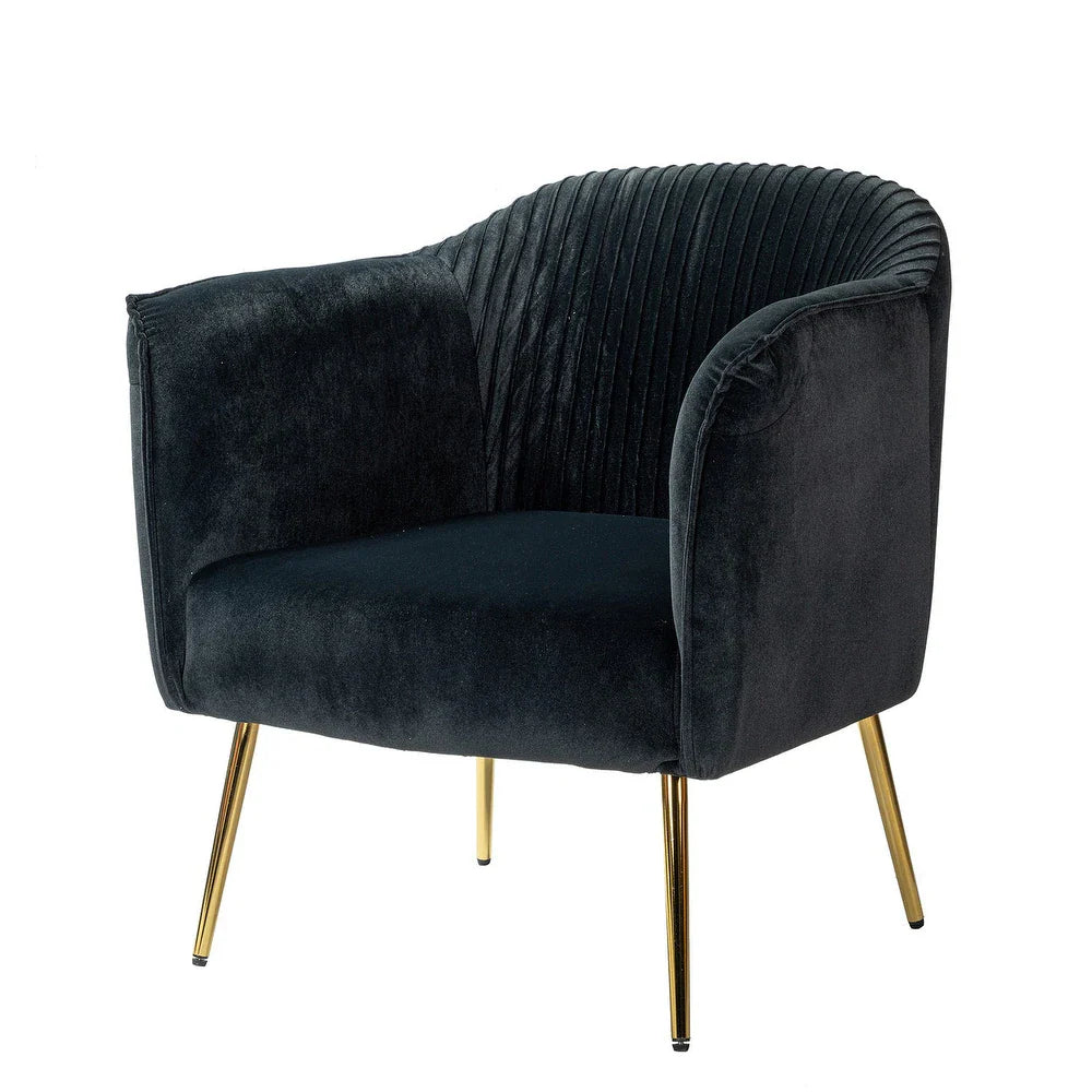 Belicia 27" Wide ContemporaryVelvet Barrel Chair with Metal Legs