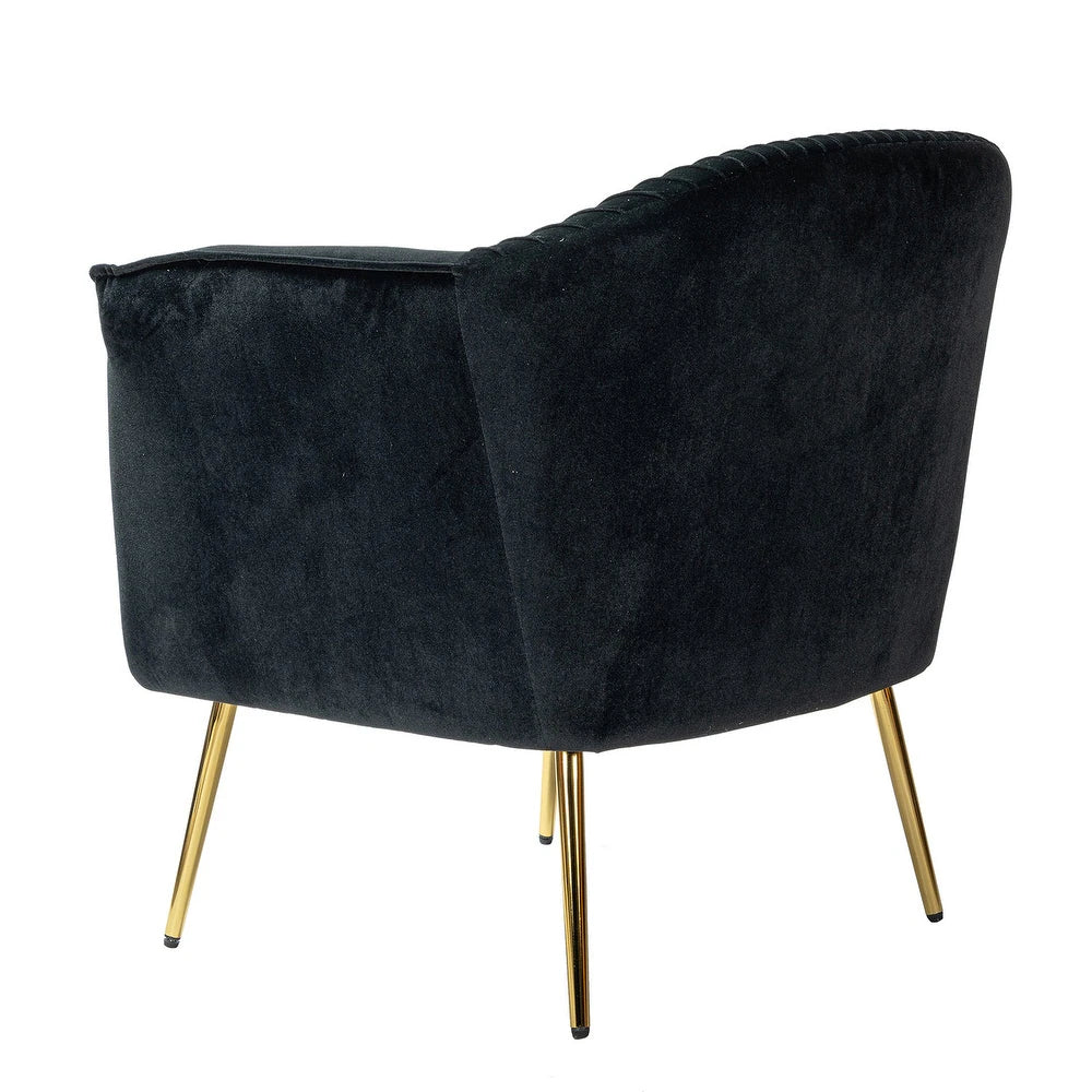 Belicia 27" Wide ContemporaryVelvet Barrel Chair with Metal Legs