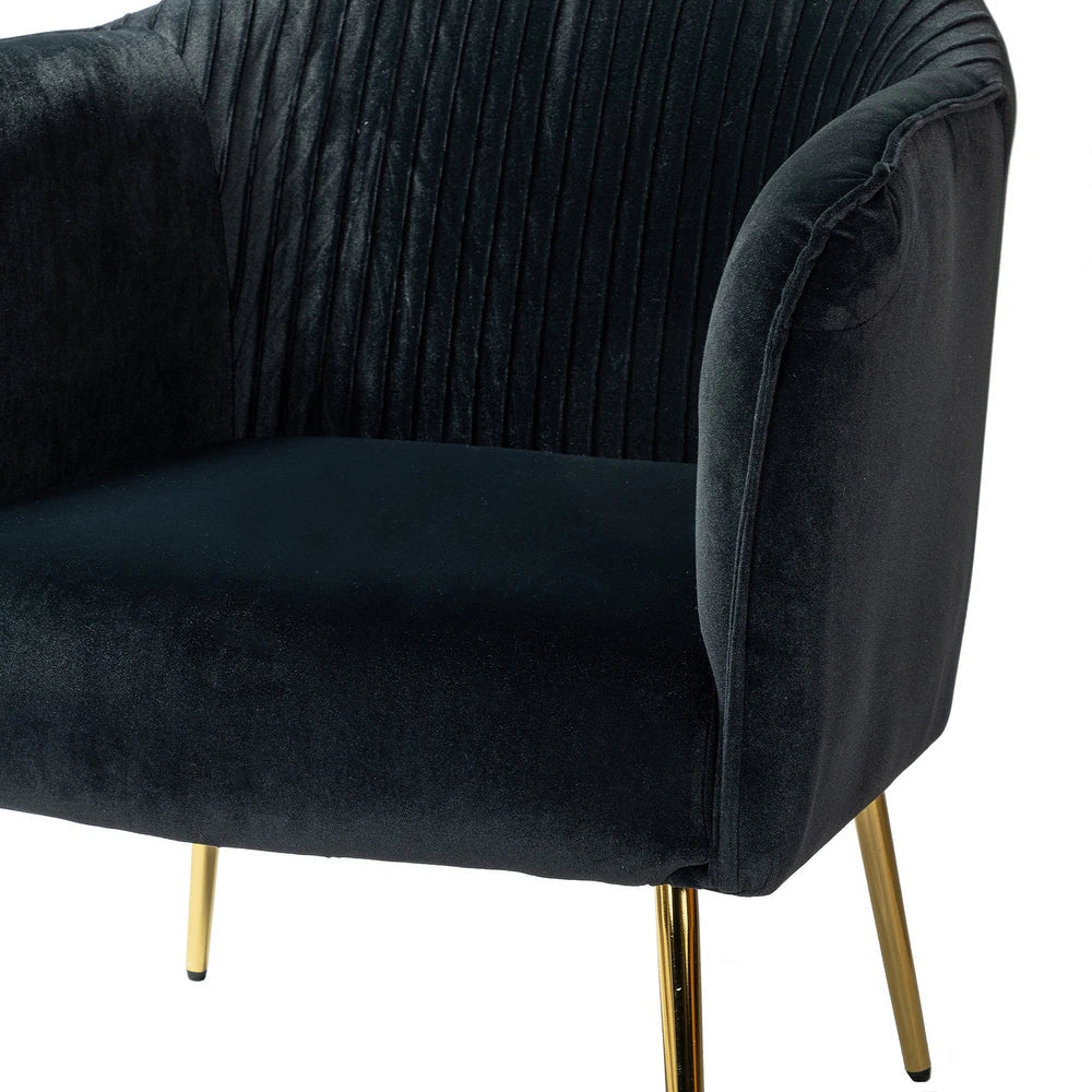 Belicia 27" Wide ContemporaryVelvet Barrel Chair with Metal Legs