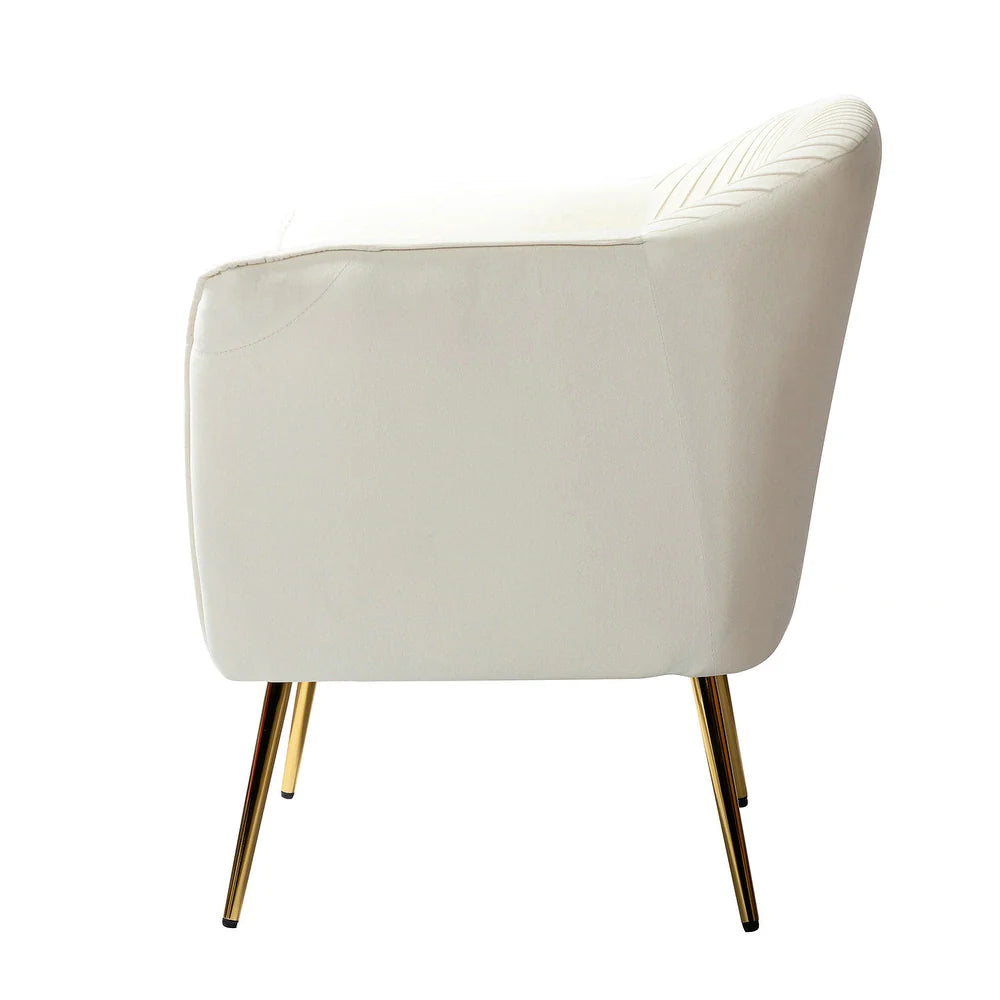 Belicia 27" Wide ContemporaryVelvet Barrel Chair with Metal Legs