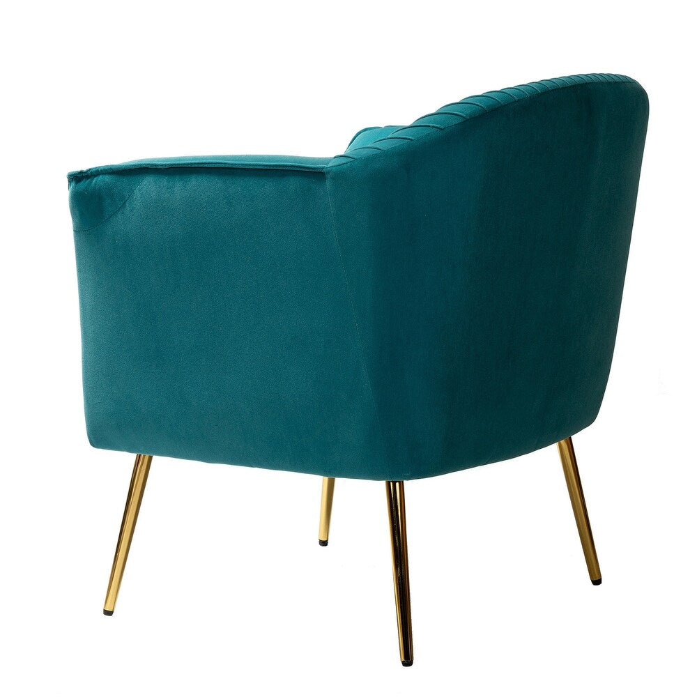 Belicia 27" Wide ContemporaryVelvet Barrel Chair with Metal Legs