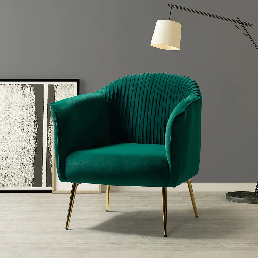 Belicia 27" Wide ContemporaryVelvet Barrel Chair with Metal Legs