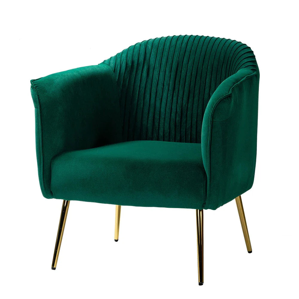 Belicia 27" Wide ContemporaryVelvet Barrel Chair with Metal Legs