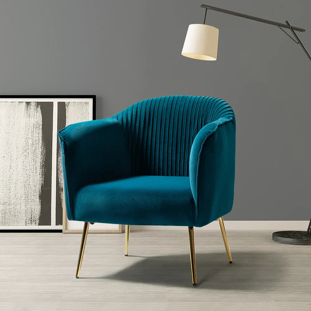 Belicia 27" Wide ContemporaryVelvet Barrel Chair with Metal Legs