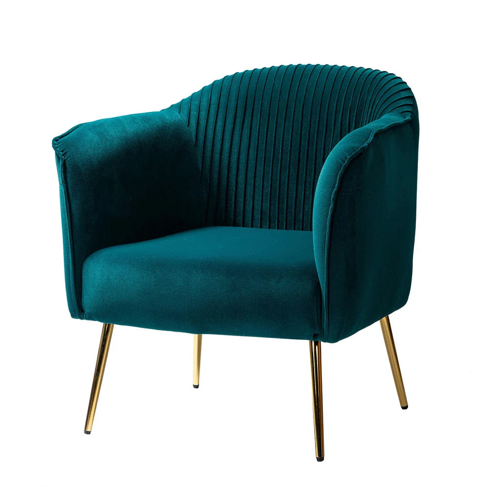 Belicia 27" Wide ContemporaryVelvet Barrel Chair with Metal Legs