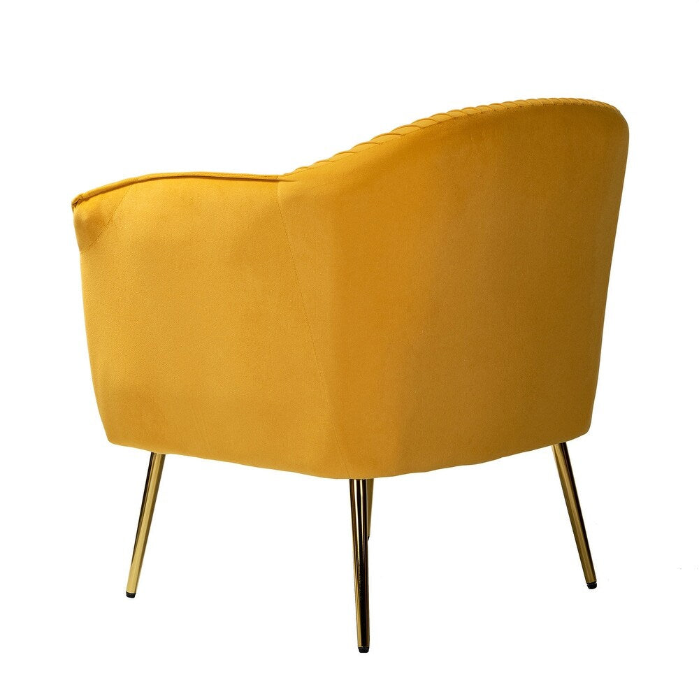 Belicia 27" Wide ContemporaryVelvet Barrel Chair with Metal Legs