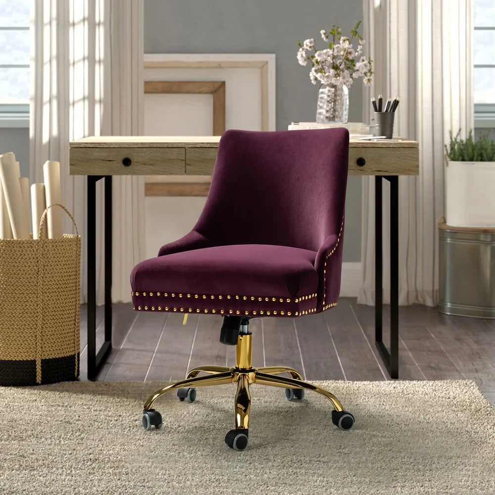 Bella Nailhead Gold Leg Task Chair