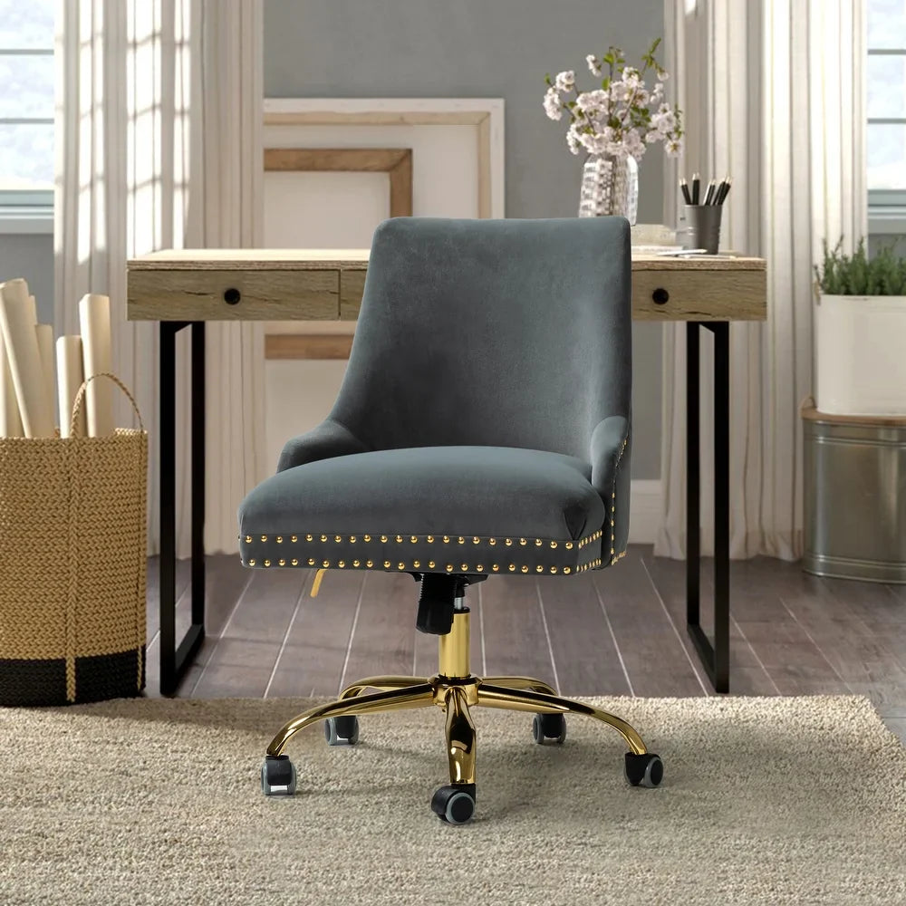 Bella Nailhead Gold Leg Task Chair