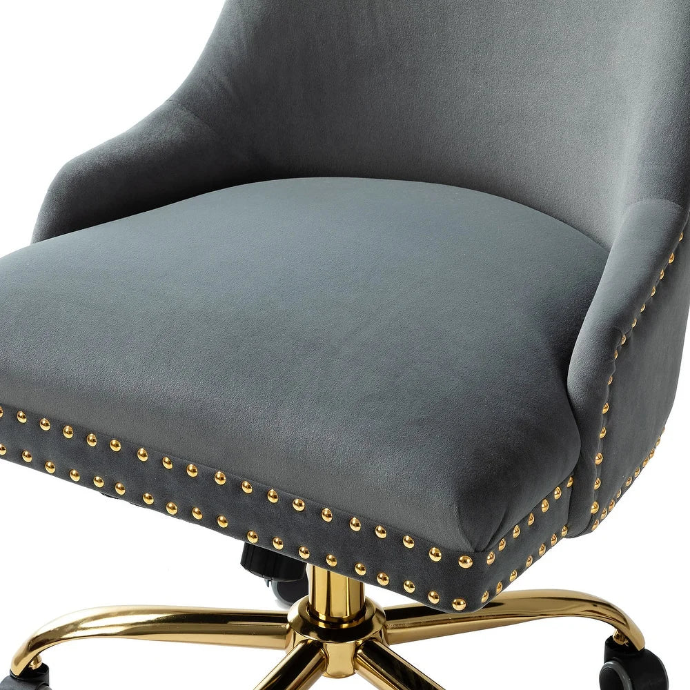 Bella Nailhead Gold Leg Task Chair