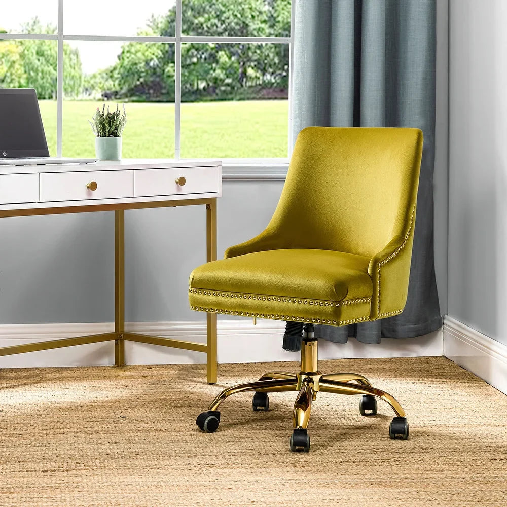 Bella Nailhead Gold Leg Task Chair