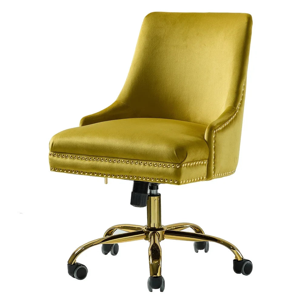 Bella Nailhead Gold Leg Task Chair