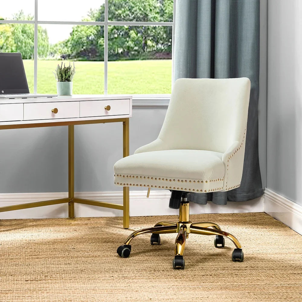 Bella Nailhead Gold Leg Task Chair