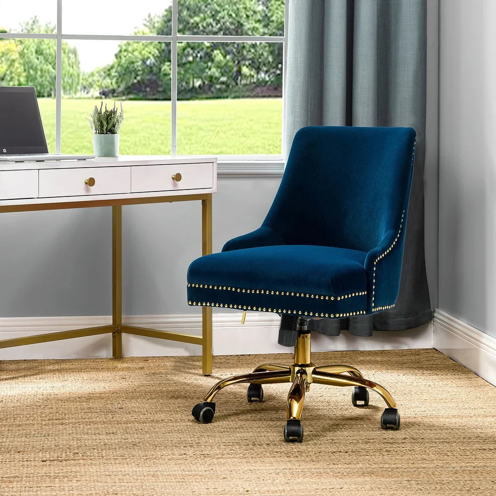 Bella Nailhead Gold Leg Task Chair