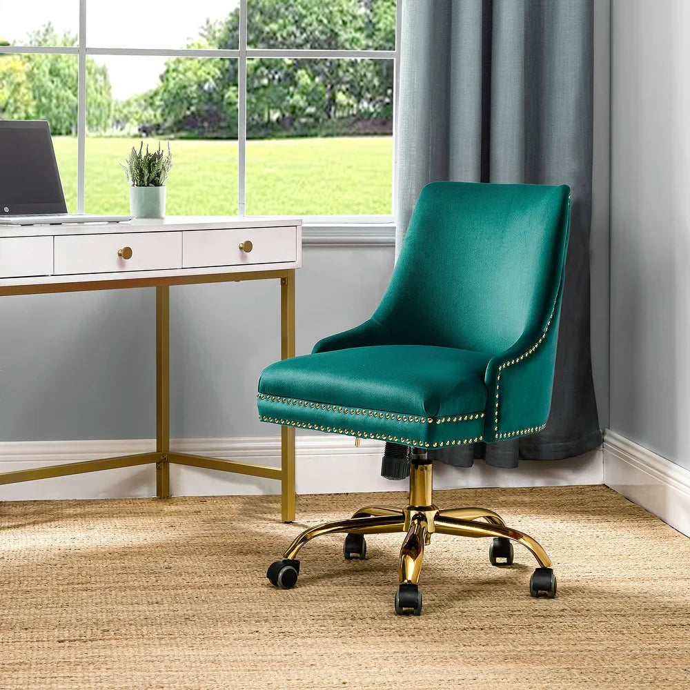 Bella Nailhead Gold Leg Task Chair