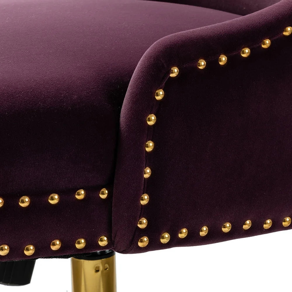 Bella Nailhead Gold Leg Task Chair