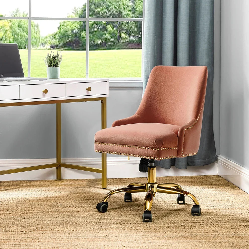 Bella Nailhead Gold Leg Task Chair