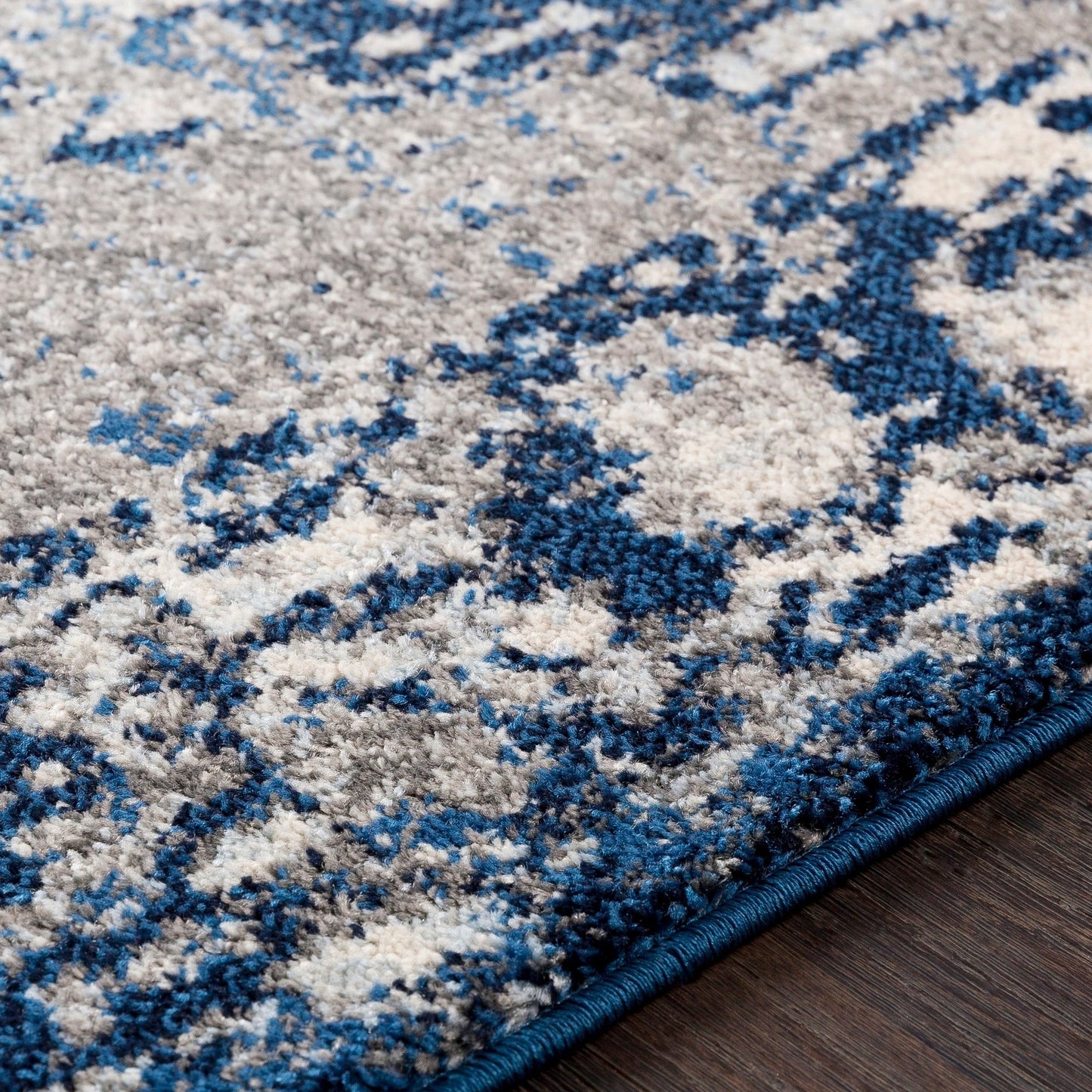 Vintage Distressed Blue Cream Area Rugs