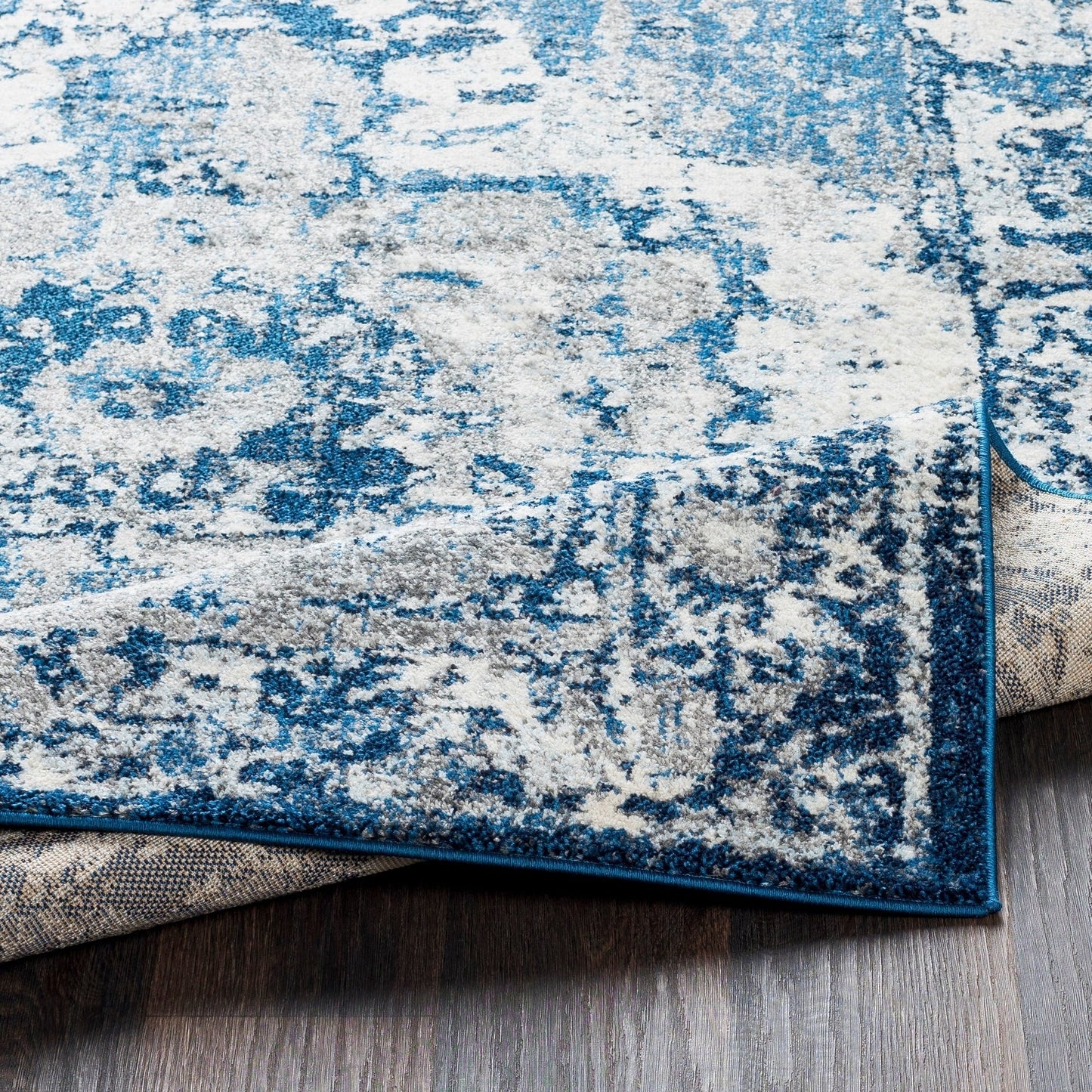 Vintage Distressed Blue Cream Area Rugs