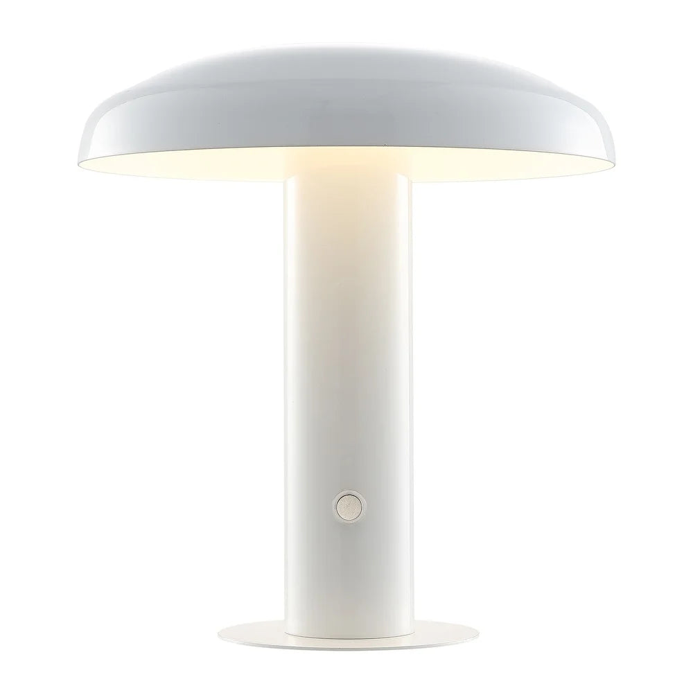 Boletus 11" Contemporary Bohemian Rechargeable/Cordless Iron Integrated LED Mushroom Table Lamp, by JONATHAN Y