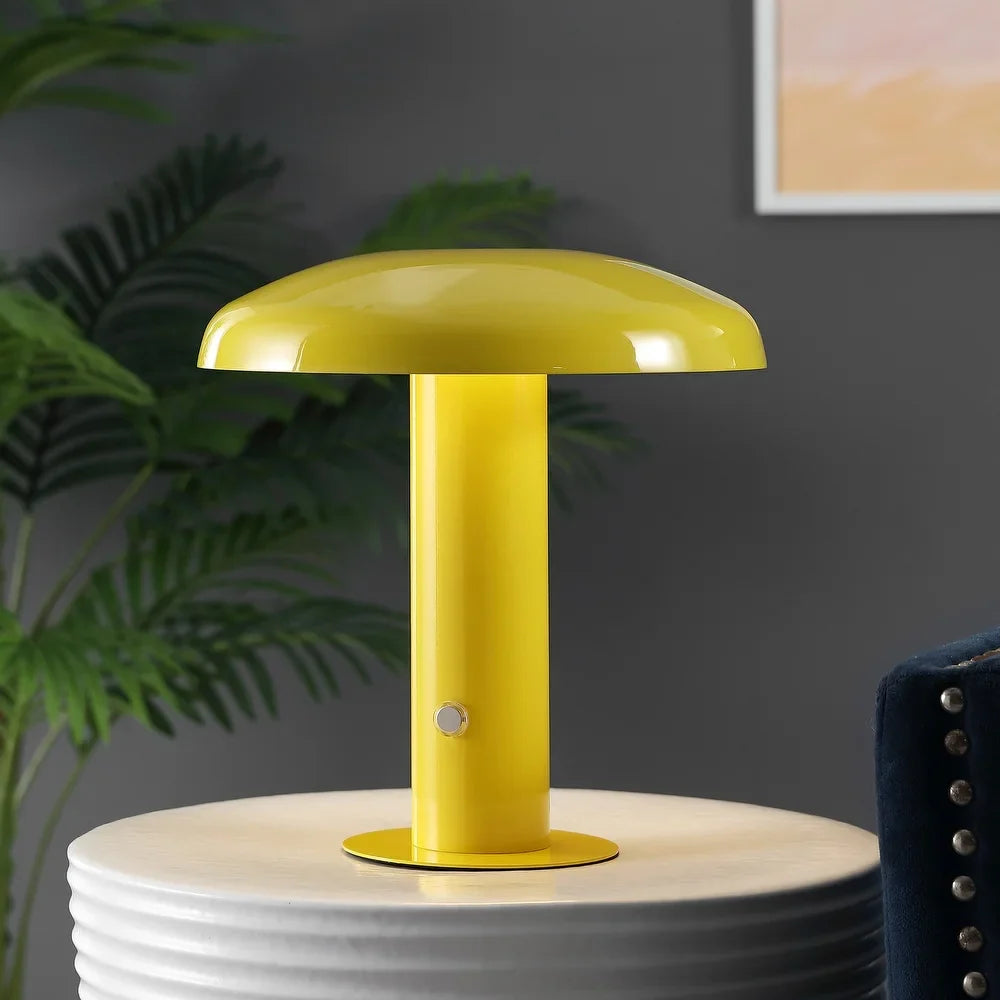 Boletus 11" Contemporary Bohemian Rechargeable/Cordless Iron Integrated LED Mushroom Table Lamp, by JONATHAN Y