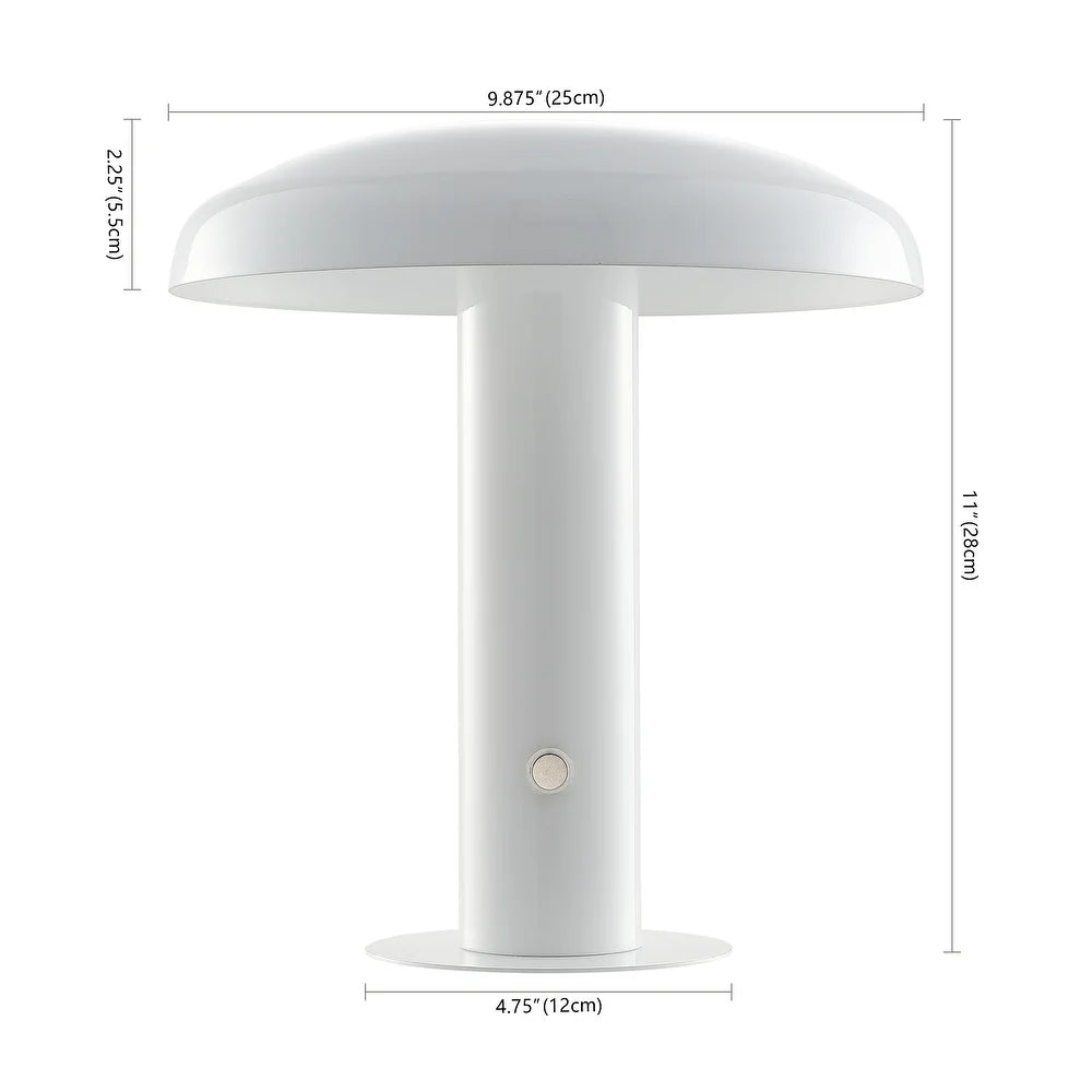Boletus 11" Contemporary Bohemian Rechargeable/Cordless Iron Integrated LED Mushroom Table Lamp, by JONATHAN Y
