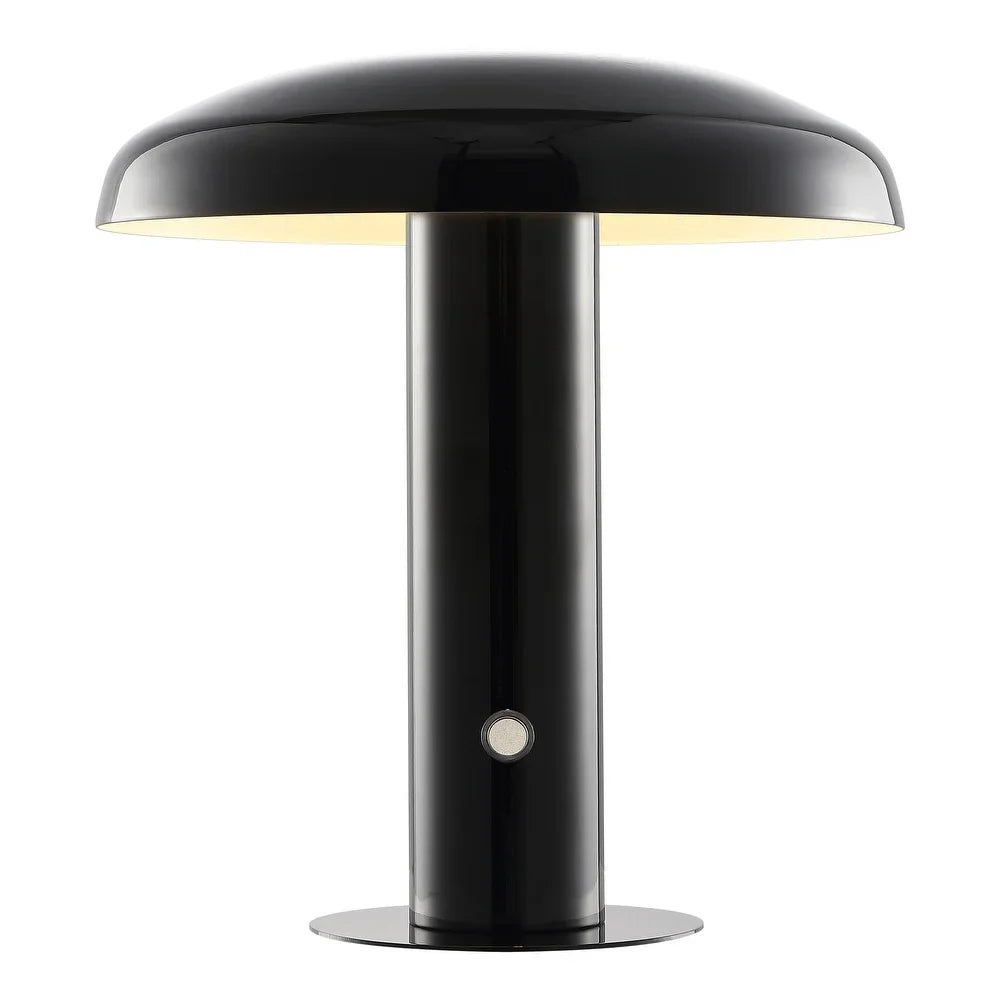 Boletus 11" Contemporary Bohemian Rechargeable/Cordless Iron Integrated LED Mushroom Table Lamp, by JONATHAN Y