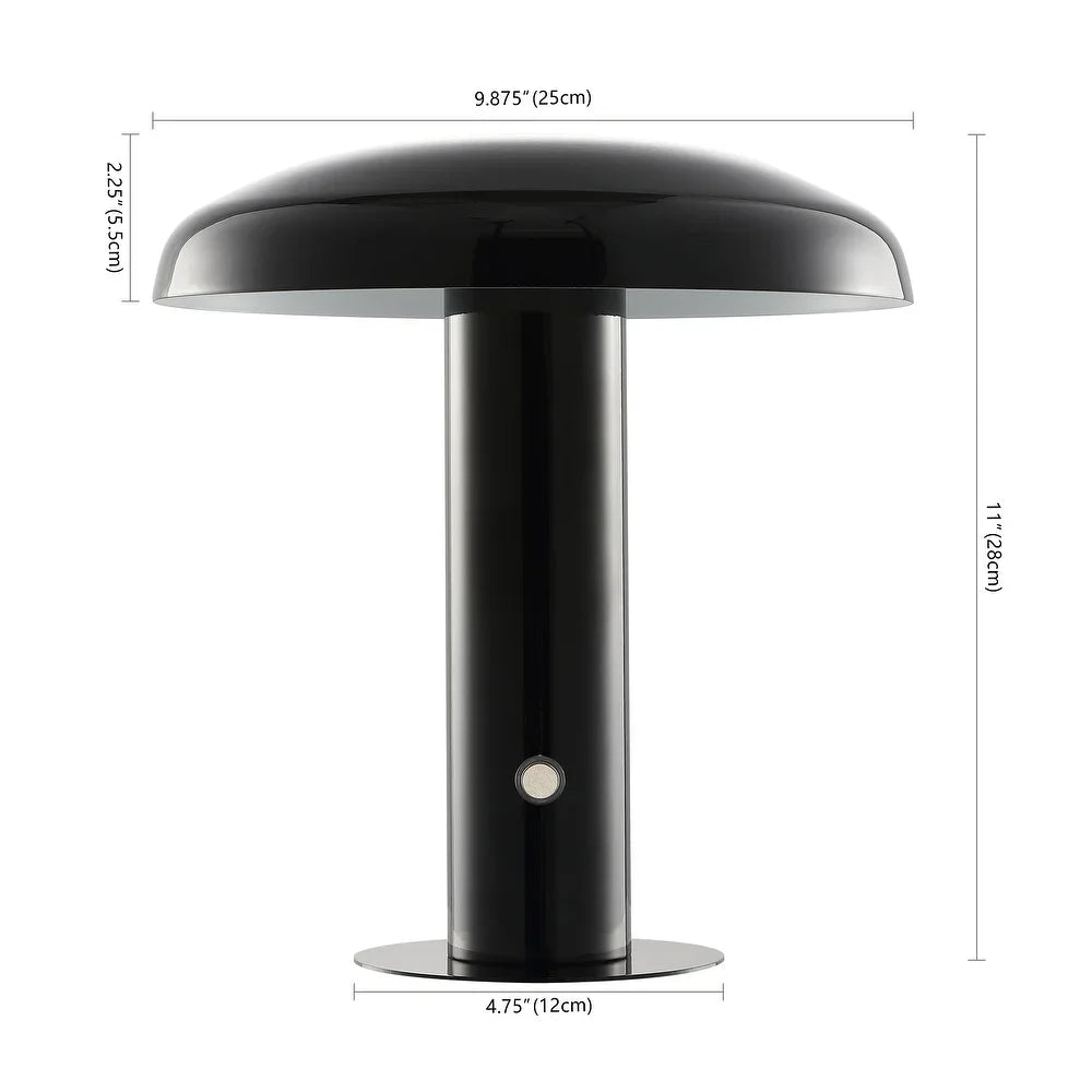 Boletus 11" Contemporary Bohemian Rechargeable/Cordless Iron Integrated LED Mushroom Table Lamp, by JONATHAN Y
