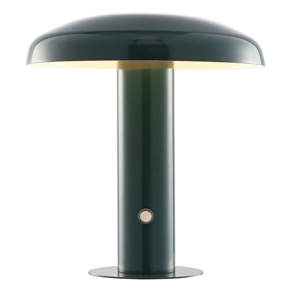 Boletus 11" Contemporary Bohemian Rechargeable/Cordless Iron Integrated LED Mushroom Table Lamp, by JONATHAN Y