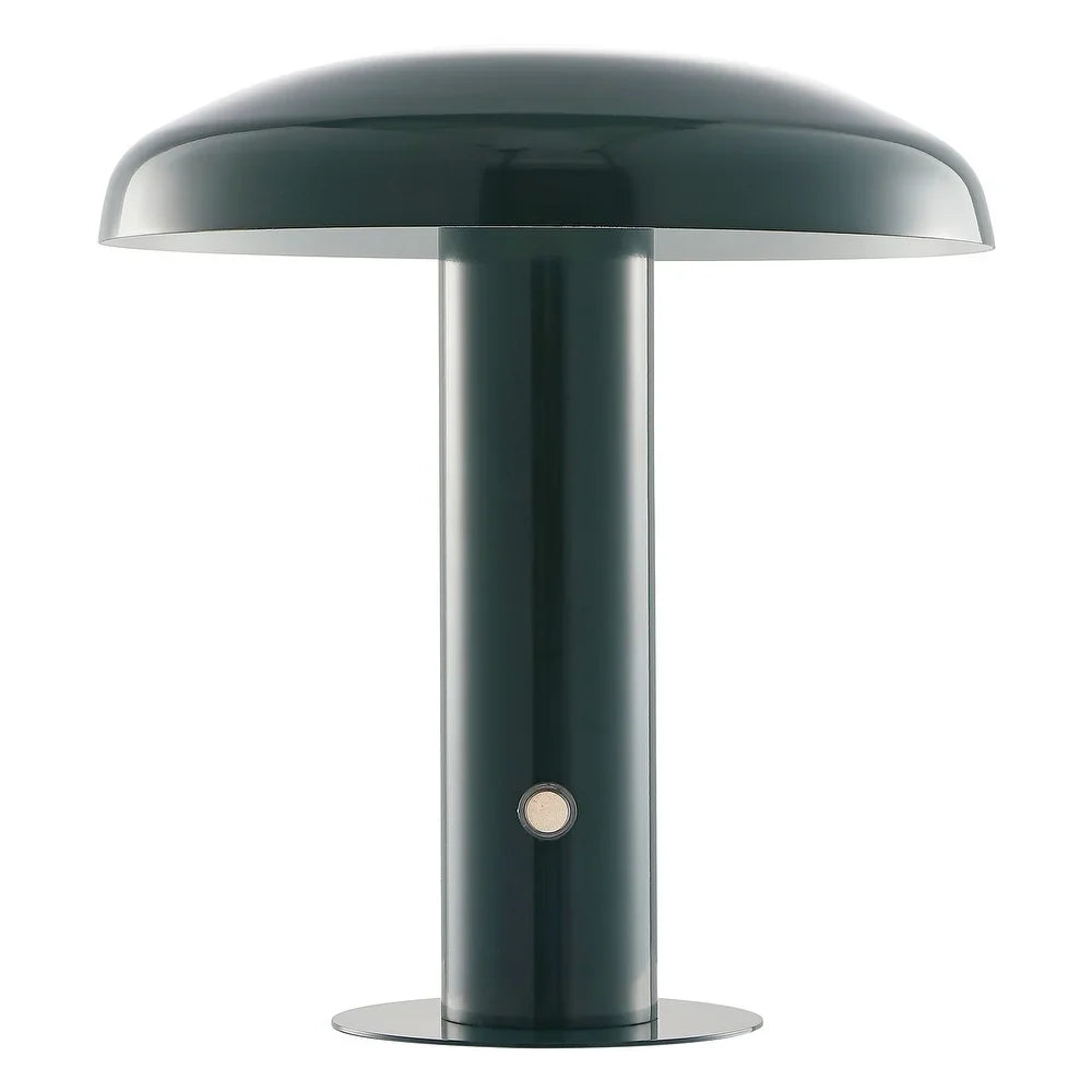Boletus 11" Contemporary Bohemian Rechargeable/Cordless Iron Integrated LED Mushroom Table Lamp, by JONATHAN Y