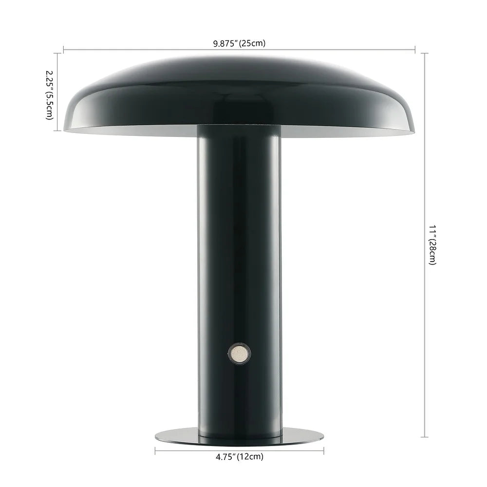 Boletus 11" Contemporary Bohemian Rechargeable/Cordless Iron Integrated LED Mushroom Table Lamp, by JONATHAN Y