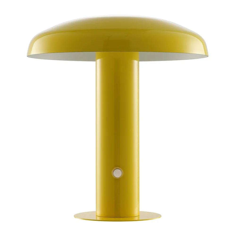 Boletus 11" Contemporary Bohemian Rechargeable/Cordless Iron Integrated LED Mushroom Table Lamp, by JONATHAN Y