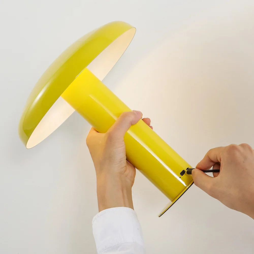 Boletus 11" Contemporary Bohemian Rechargeable/Cordless Iron Integrated LED Mushroom Table Lamp, by JONATHAN Y