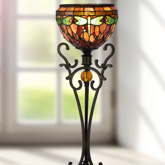 Briar Dragonfly Tiffany Uplight Table Lamp