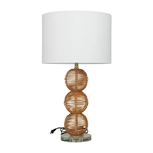 Brown Wood Bohemian Accent Lamp - 16 x 16 x 29