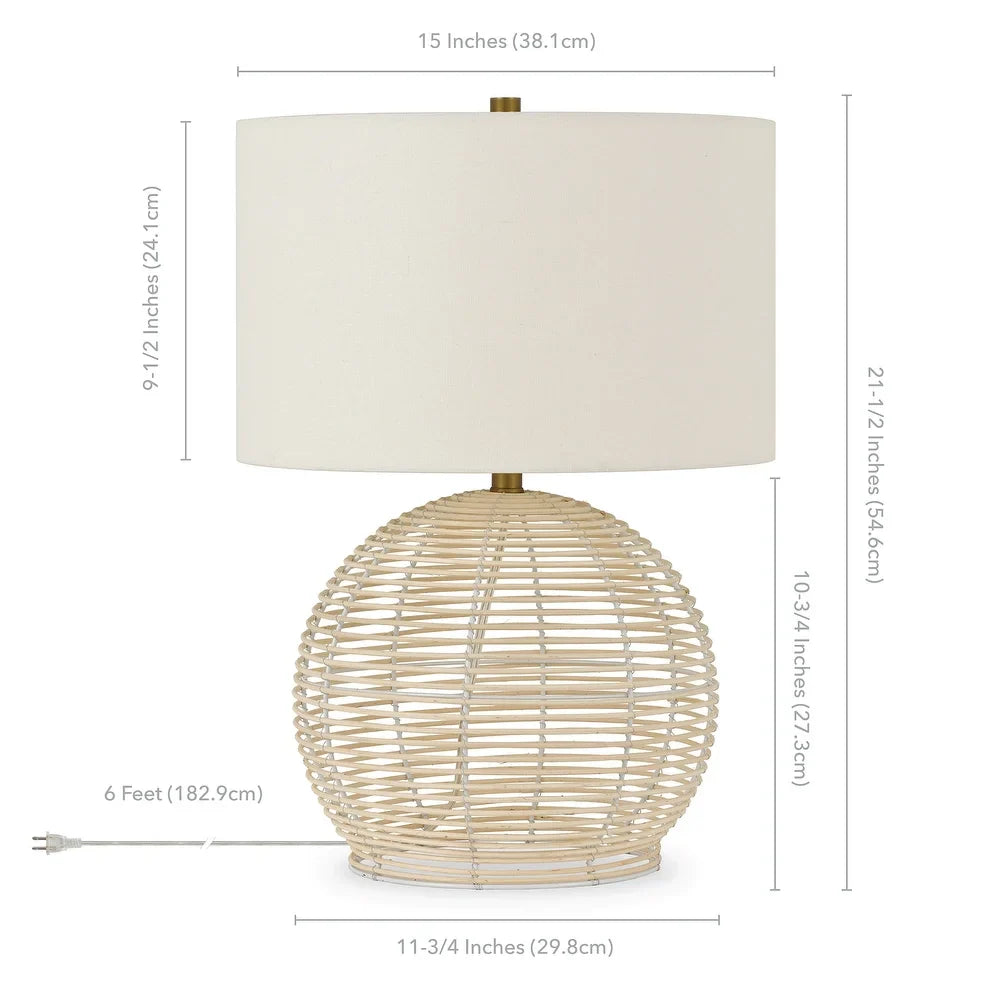 Bryn Modern Coastal Table Lamp in Rattan