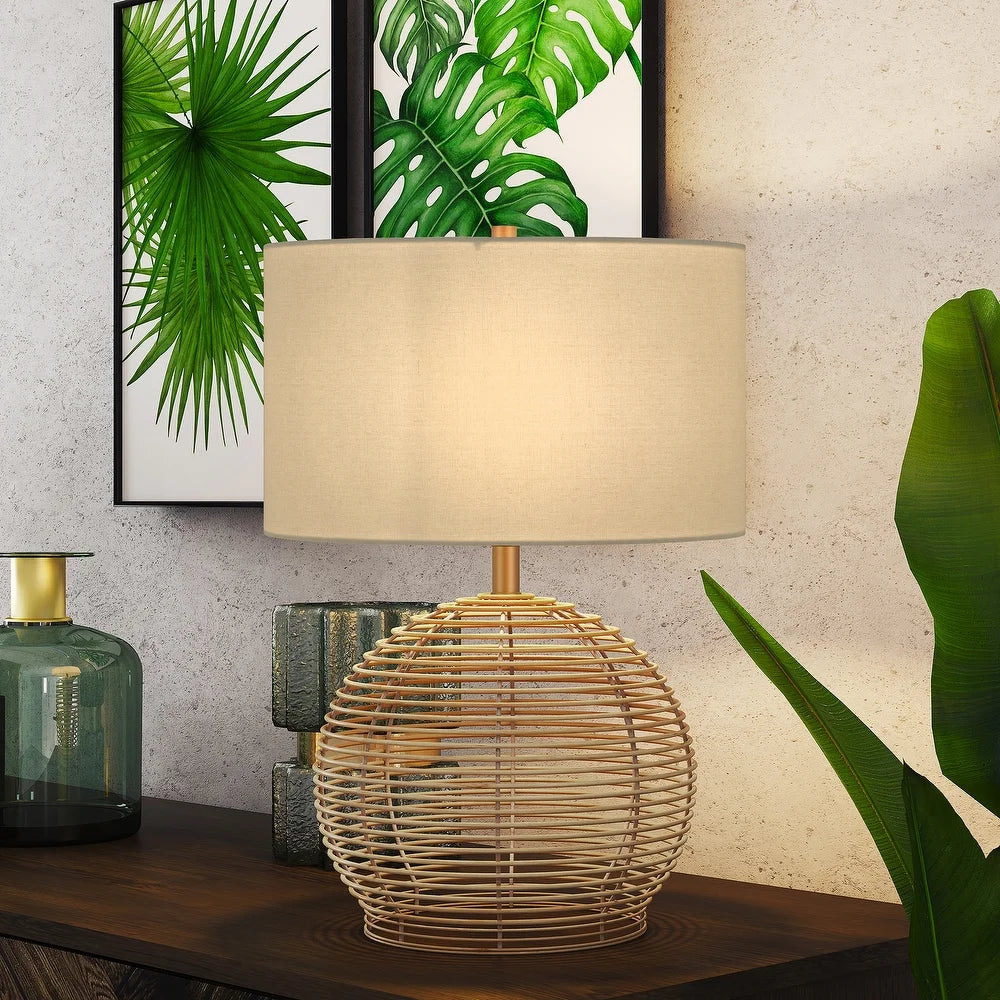 Bryn Modern Coastal Table Lamp in Rattan