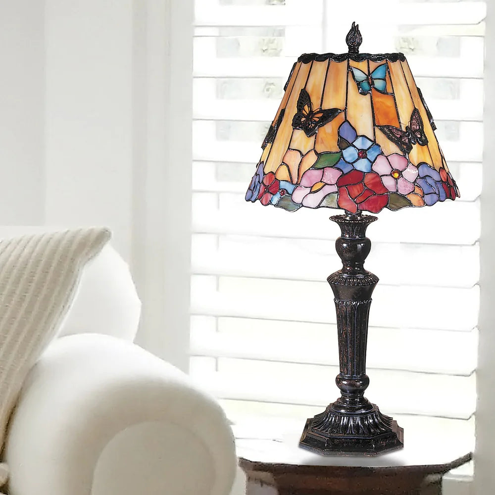 Butterfly Peony Tiffany Table Lamp