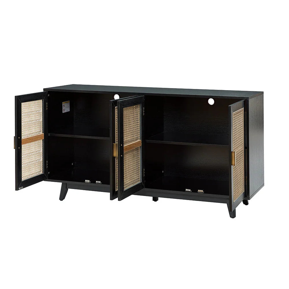 Byblis Classic Multifunctional Rattan up to 65" Storage TV Stand with 4-Door
