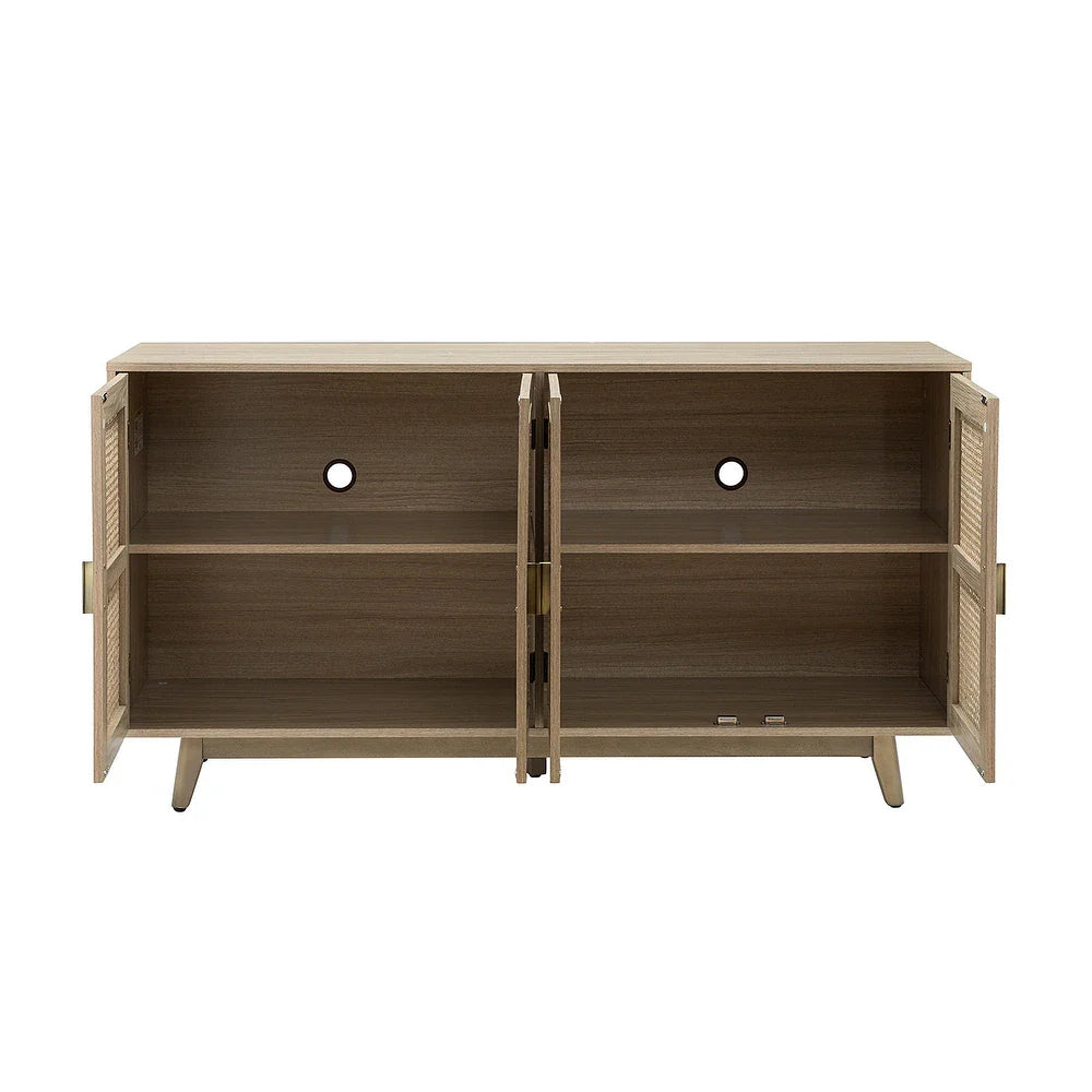 Byblis Classic Multifunctional Rattan up to 65" Storage TV Stand with 4-Door
