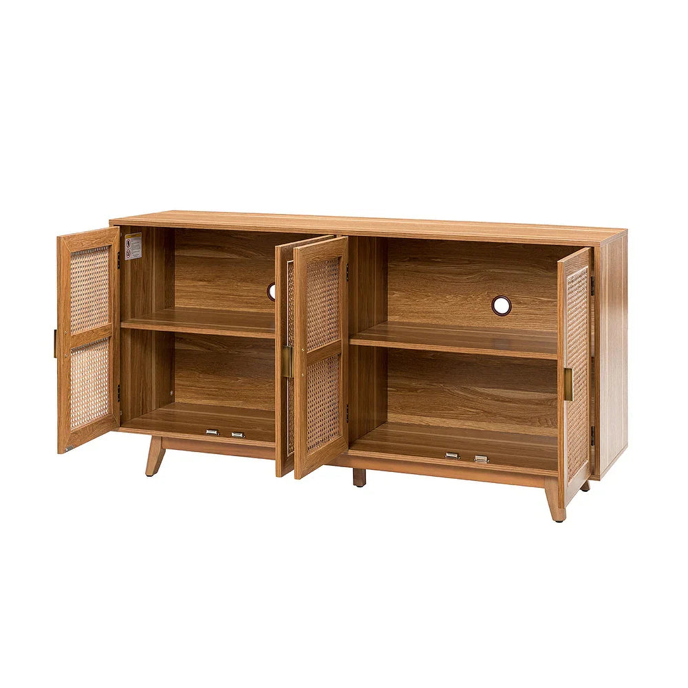 Byblis Classic Multifunctional Rattan up to 65" Storage TV Stand with 4-Door