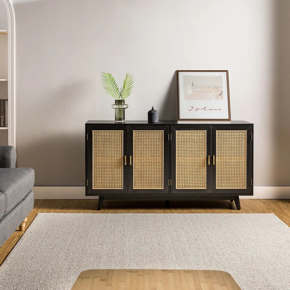 Byblis Classic Multifunctional Rattan up to 65" Storage TV Stand with 4-Door