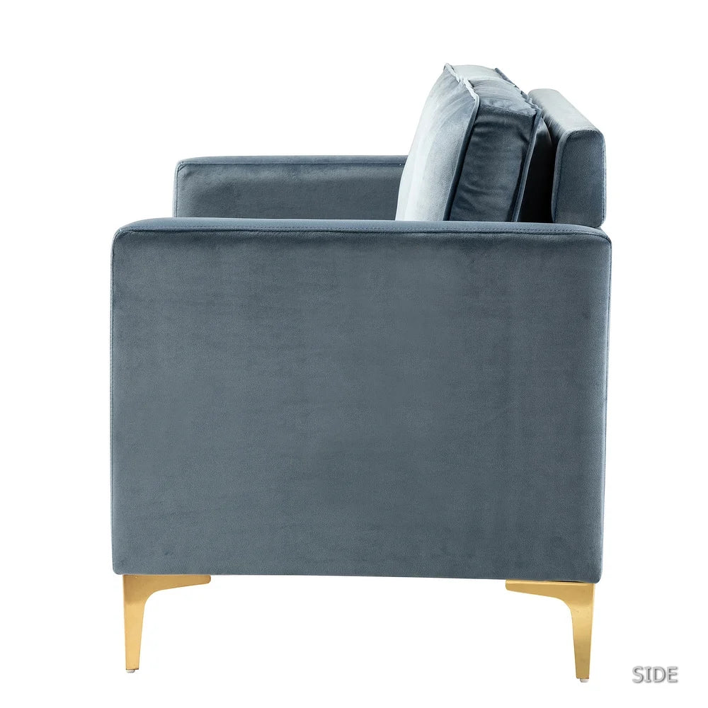 Clos 51'' Modern Upholstered Sofa with Golden Legs