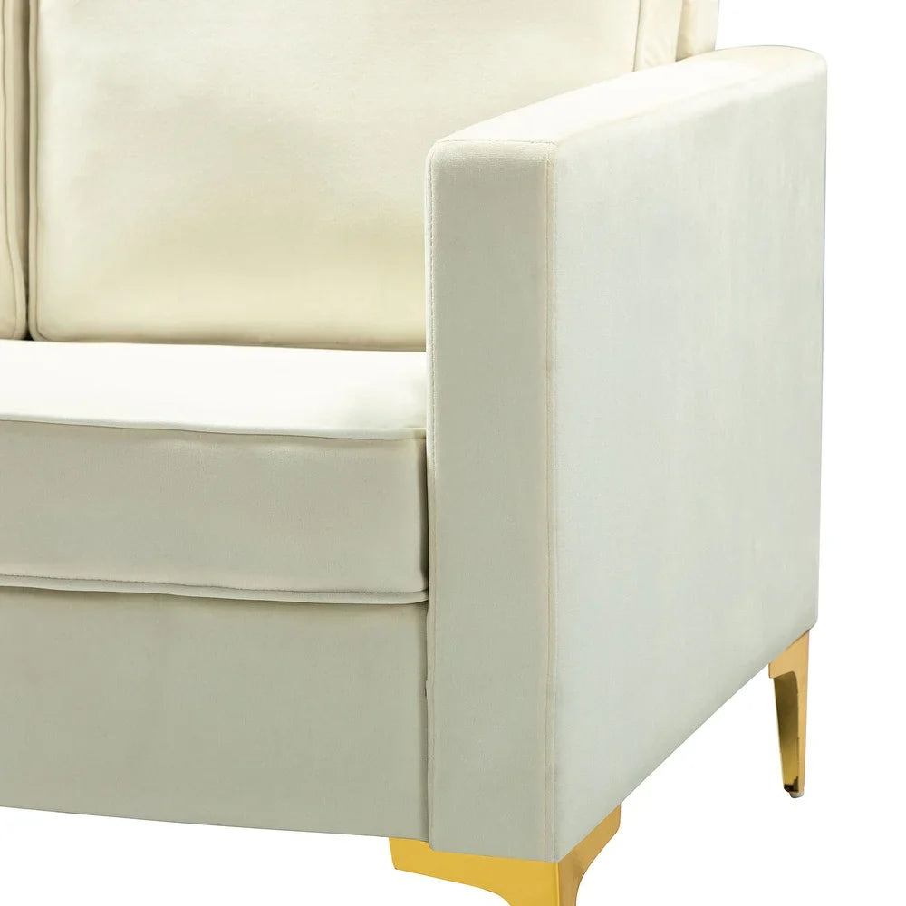 Clos 51'' Modern Upholstered Sofa with Golden Legs